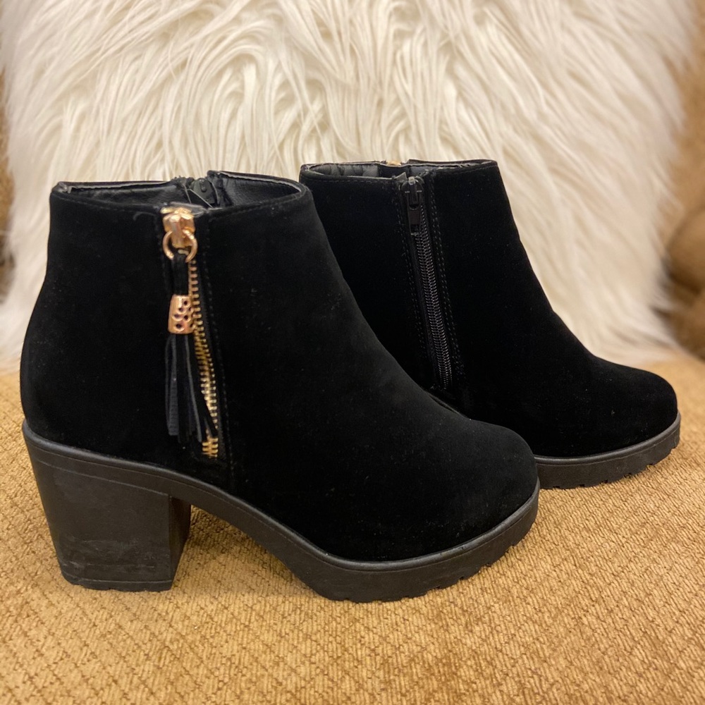 Black Suede Booties from Boohoo